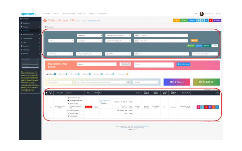 Dynamic Order Management Tool. Galaxynet extensions OpenCart.