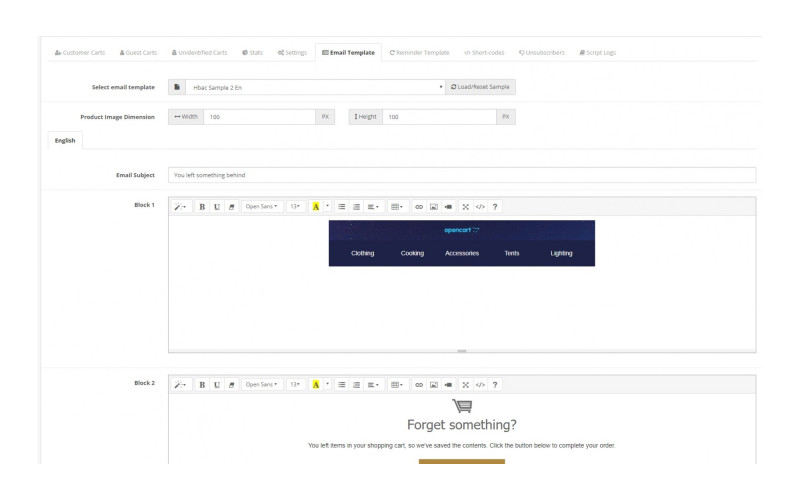 Εφαρμογή για εγκαταλελειμμένα μηνύματα καλαθιού, OpenCart, Galaxynet