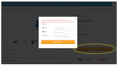 Ειδοποίηση για απόθεμα προϊόντος Galaxynet extensions OpenCart.