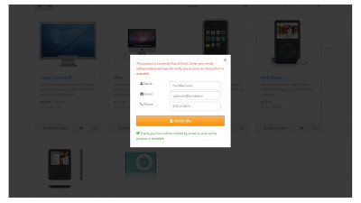 Ειδοποίηση για απόθεμα προϊόντος Galaxynet extensions OpenCart.