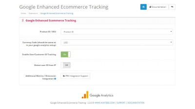 Enhanced Google Analytics e-commerce tracking.