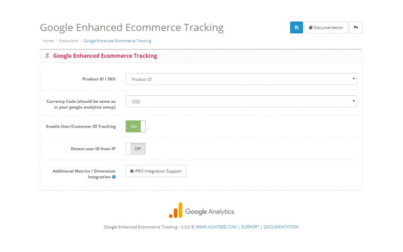 Enhanced Google Analytics e-commerce tracking.