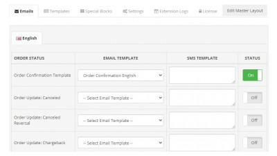 Κατάσταση παραγγελίας Email Galaxynet extensions OpenCart