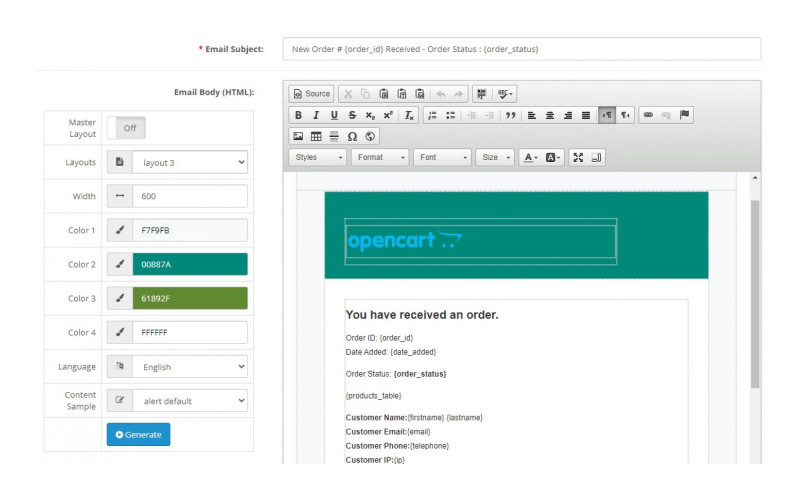 Κατάσταση παραγγελίας Email Galaxynet extensions OpenCart