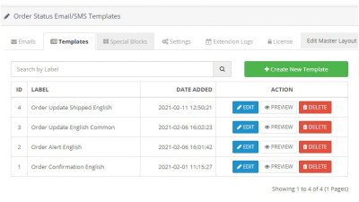 Κατάσταση παραγγελίας Email Galaxynet extensions OpenCart