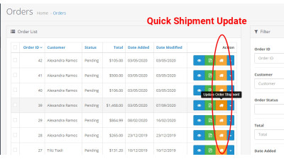 Προσθήκη πληροφοριών παραγγελίας αποστολής Galaxynet extensions OpenCart.