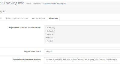 Προσθήκη πληροφοριών παραγγελίας αποστολής Galaxynet extensions OpenCart.
