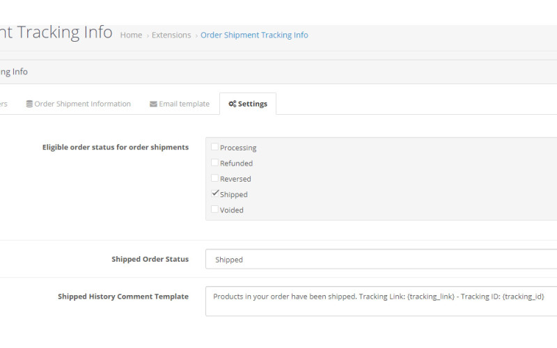 Προσθήκη πληροφοριών παραγγελίας αποστολής Galaxynet extensions OpenCart.