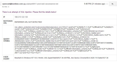 Προστασία και ανίχνευση από επιθέσεις τύπου SQL injection. Galaxynet extensions.