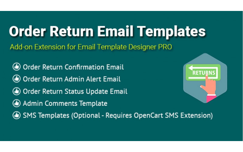 Πρότυπα e-mail ηλεκτρονικού εμπορίου ειδοποίησης. Πρότυπα επιστροφής e-mail παραγγελίας. Galaxynet extensions OpenCart.